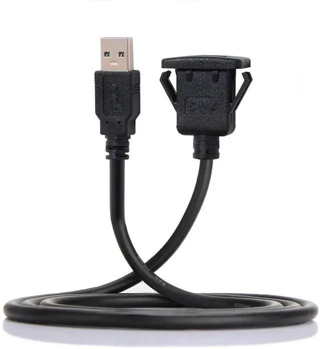 Main image of AJMRTC 1M Waterproof USB 2.0 Extension Cable, LatchLock Panel Mount Single USBA Female Car AUX Cord, IP Rated Dashboard Flush Mount Cable for Vehicle Marine Boat Motorcycle Interior Panel Installati