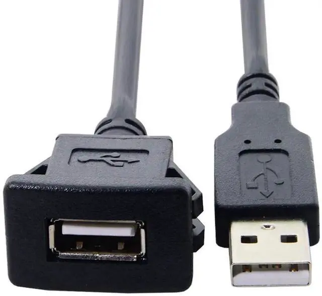 Alt view image 2 of 7 - AJMRTC 1M Waterproof USB 2.0 Extension Cable, LatchLock Panel Mount Single USBA Female Car AUX Cord, IP Rated Dashboard Flush Mount Cable for Vehicle Marine Boat Motorcycle Interior Panel Installati