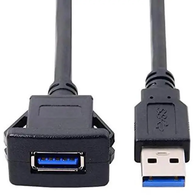 Main image of AJMRTC 1M Waterproof USB 3.0 Extension Cable, LatchLock Panel Mount Single USBA Female Car AUX Cord, HighSpeed Flush Mount Cable for Vehicle Dashboard, Marine Boat, Motorcycle Interior Panel Instal