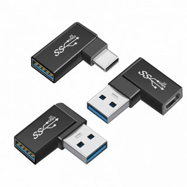 Main image of AJMRTC 3Pcs/Set 90 Degree Angled USBC Adapter, USB3.1 10Gbps TypeC Male to USBA Female OTG Connector, Right Angle USB C to USB A Female Converter for Data Sync, OTG Connection for Smartphone Laptop