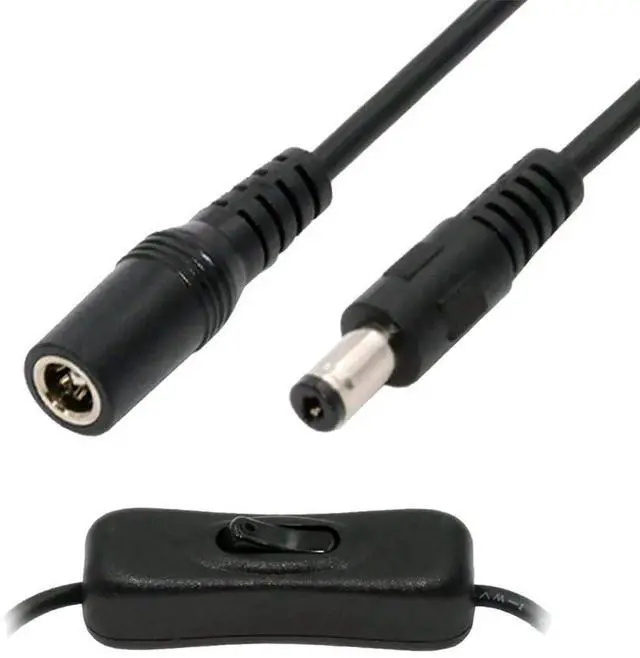 Main image of AJMRTC DC Power Switch Cable, DC 5.5x2.1mm Male to Female DC Cord with OnOff Button Switch, DC Power Extension Cable for 5V DC Devices, Desk Lamp, Small Fan, Security Camera, LED Light and DC 5.5*2.1