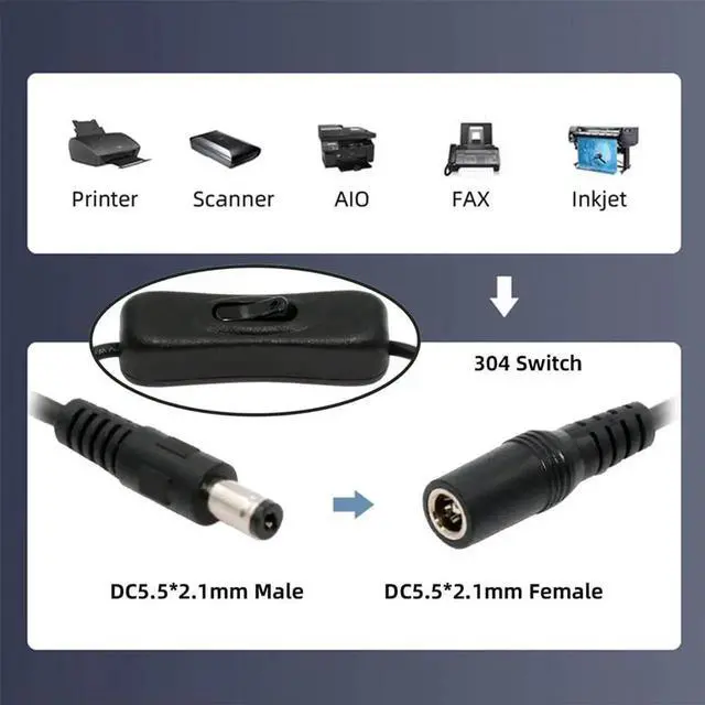 Alt view image 5 of 7 - AJMRTC DC Power Switch Cable, DC 5.5x2.1mm Male to Female DC Cord with OnOff Button Switch, DC Power Extension Cable for 5V DC Devices, Desk Lamp, Small Fan, Security Camera, LED Light and DC 5.5*2.1