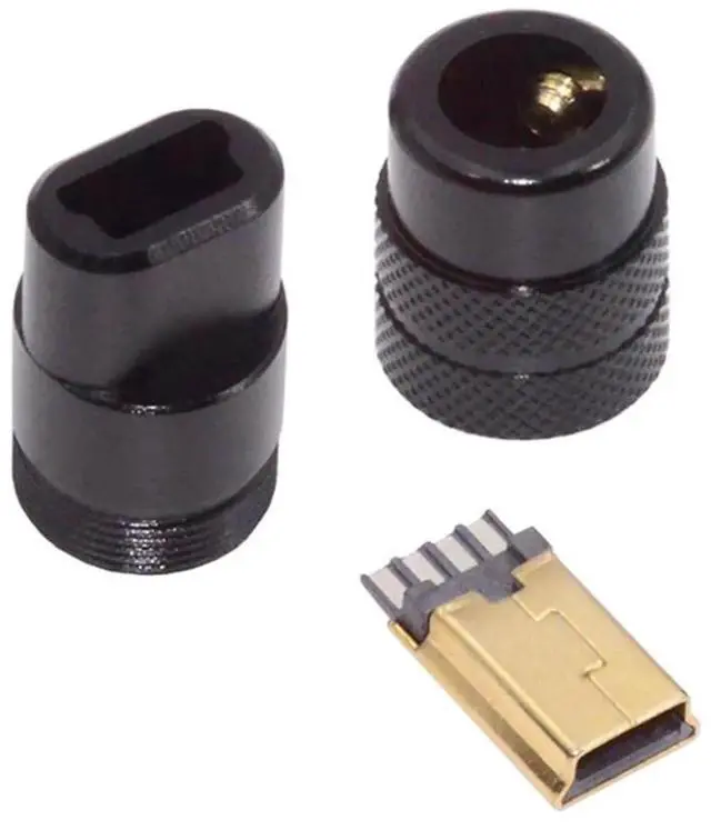 Main image of AJMRTC 5Pin Mini USB2.0 Male SolderType Connector, Black Aluminum Alloy Shell DIY Plug, Fits 4.0mm6.0mm Outer Diameter Cable, Repair Replacement for Custom HandSoldered USB Cable Assembly