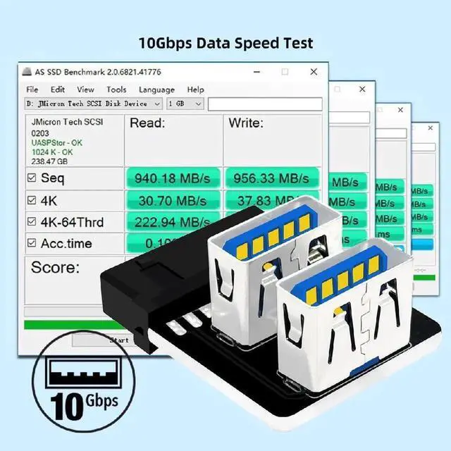Alt view image 7 of 7 - AJMRTC USB3.0 Motherboard 1920Pin Box Header Slot Adapter, Reverse Vertical Angled Internal Connector to Dual USB3.0 TypeA Ports, 10Gbps HighSpeed Internal Converter for PC Case Mainboard FrontPan