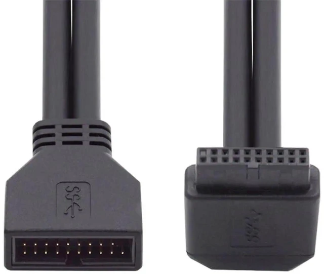 Main image of AJMRTC 90 Degree Up Angled Motherboard USB3.0 Cable, 1920Pin Male to Female Internal Extension Cord, 5Gbps HighSpeed Data Transfer for PC Mainboard FrontPanel Header Wiring Modification