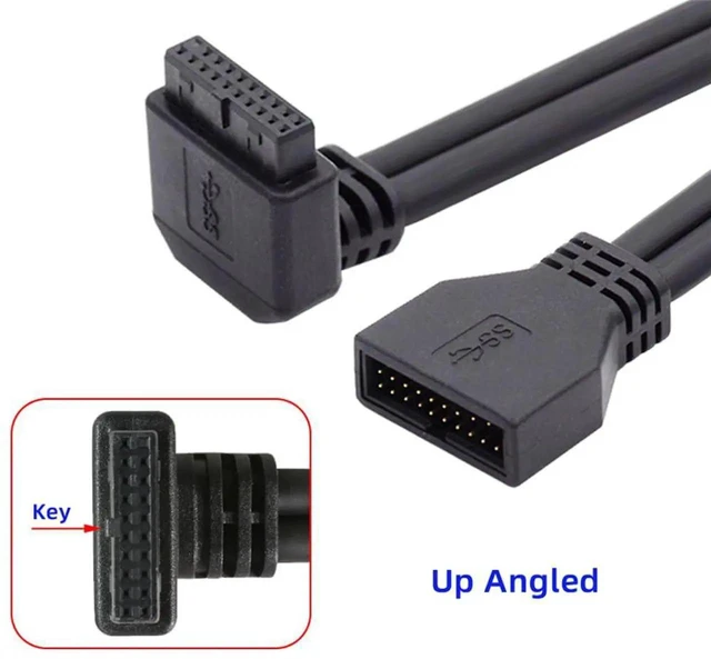 Alt view image 7 of 7 - AJMRTC 90 Degree Up Angled Motherboard USB3.0 Cable, 1920Pin Male to Female Internal Extension Cord, 5Gbps HighSpeed Data Transfer for PC Mainboard FrontPanel Header Wiring Modification