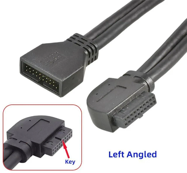 Alt view image 6 of 7 - AJMRTC 90 Degree Left Angled Motherboard USB3.0 Cable,1920Pin Male to Female Internal Extension Cord,5Gbps HighSpeed Data Transfer for PC Mainboard FrontPanel Header Wiring Modification