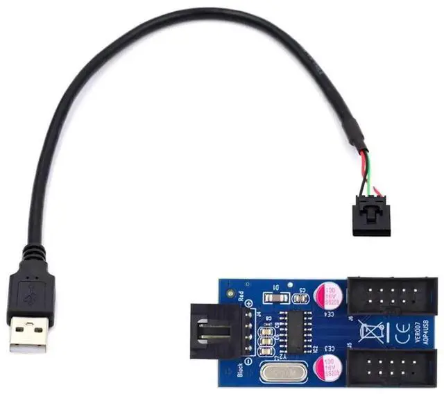 Main image of AJMRTC USB 2.0 Motherboard 9Pin Header Hub Adapter, TypeA Male 1to2 Female Port Multiplier, Internal Mainboard 9pin Header Extension Connector for PC Desktop Internal USB Port Expansion