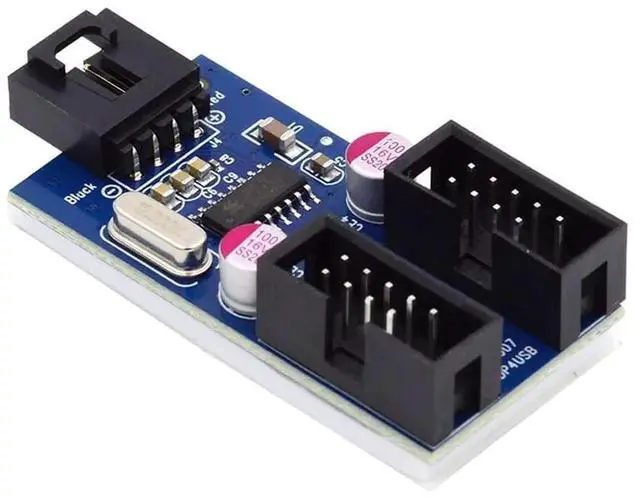 Alt view image 4 of 7 - AJMRTC USB 2.0 Motherboard 9Pin Header Hub Adapter, TypeA Male 1to2 Female Port Multiplier, Internal Mainboard 9pin Header Extension Connector for PC Desktop Internal USB Port Expansion