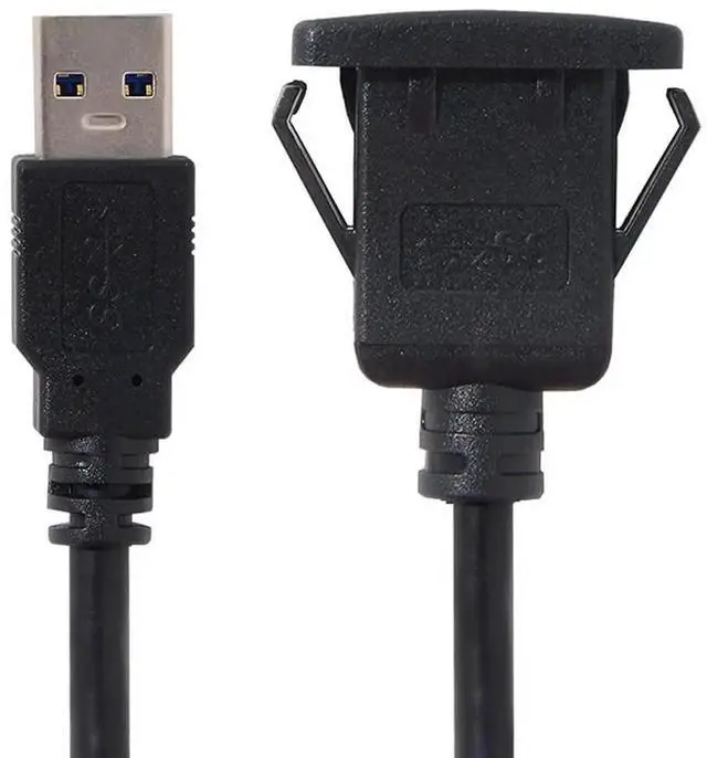 Alt view image 5 of 7 - AJMRTC 1M Waterproof USB 3.0 Extension Cable, LatchLock Panel Mount Single USBA Female Car AUX Cord, HighSpeed Flush Mount Cable for Vehicle Dashboard, Marine Boat, Motorcycle Interior Panel Instal