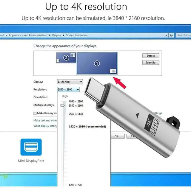 Alt view image 6 of 7 - AJMRTC USBC Virtual Display Adapter, USB4 USB5 TypeC DDC EDID Dummy Plug, Headless Ghost Display Emulator 4K@60Hz, Supports Remote Desktop, GPU Acceleration, Compatible with Thunderbolt 3/4/5, Alumi