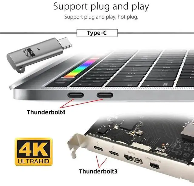 Alt view image 7 of 7 - AJMRTC USBC Virtual Display Adapter, USB4 USB5 TypeC DDC EDID Dummy Plug, Headless Ghost Display Emulator 4K@60Hz, Supports Remote Desktop, GPU Acceleration, Compatible with Thunderbolt 3/4/5, Alumi