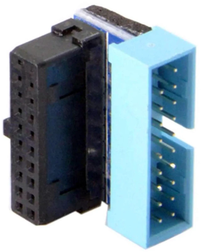 Main image of AJMRTC 90 Degree Up Angled USB 3.0 20Pin Male to Female Internal Extension Adapter, Motherboard Mainboard Header Converter for Desktop PC Case DIY Wiring Cable Management Modification