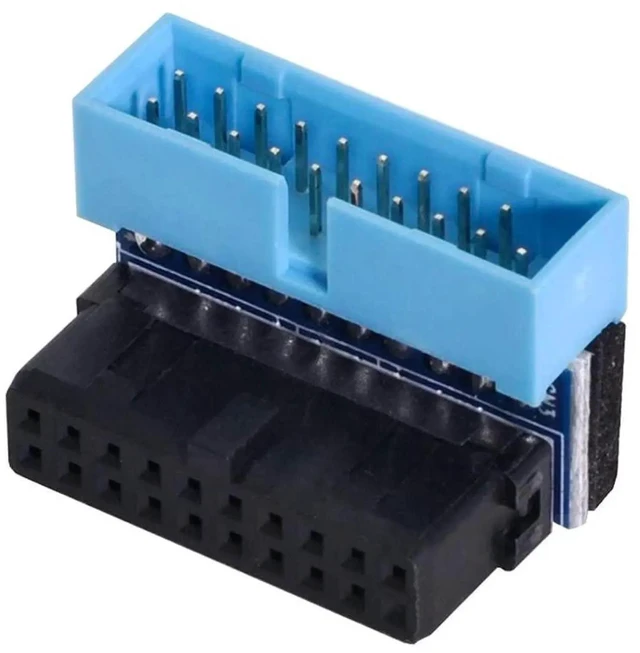 Main image of AJMRTC 90 Degree Down Angled USB 3.0 20Pin Male to Female Internal Extension Adapter, Motherboard Mainboard Header Converter for Desktop PC Case DIY Wiring Cable Management Hardware Modification