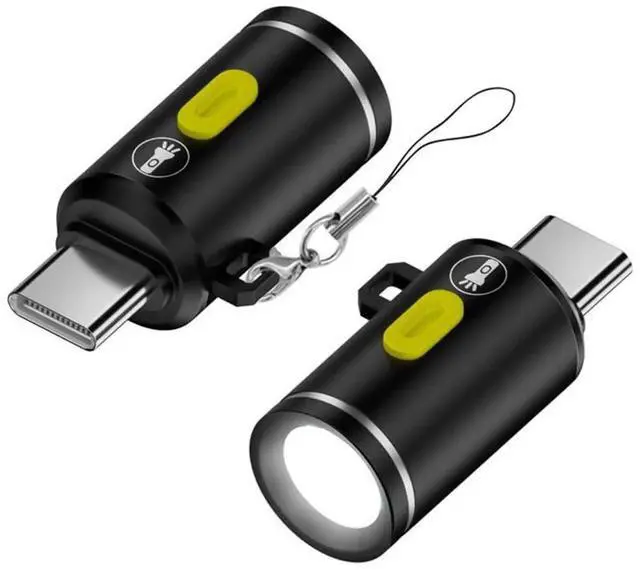 Main image of AJMRTC 2 Pack USBC Mini LED Flashlight, 210 Lumens Bright Portable Pocket Torch Powered by Phone Power Bank, Compact Small Handheld Light with Hook Hole for Camping Hiking Emergency Outdoor Household