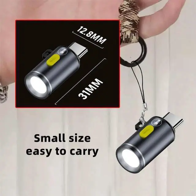 Alt view image 7 of 7 - AJMRTC 2 Pack USBC Mini LED Flashlight, 210 Lumens Bright Portable Pocket Torch Powered by Phone Power Bank, Compact Small Handheld Light with Hook Hole for Camping Hiking Emergency Outdoor Household