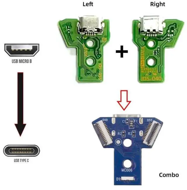 Alt view image 6 of 7 - AJMRTC DIY Solderon TypeC Female Socket Module, Replacement MicroUSB 5Pin Connector Repair Part Board for JDS040 JDS050 JDS055 Controller, Weldable USBC Port Modification Repair Accessory