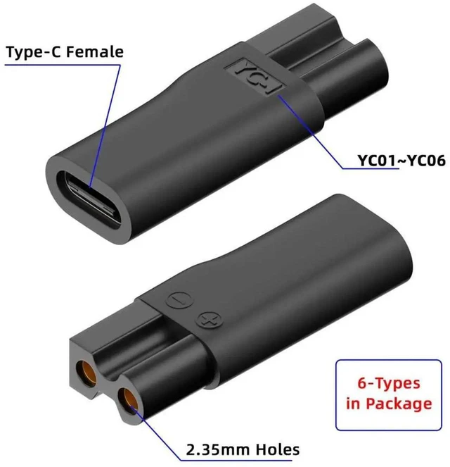 Alt view image 7 of 7 - AJMRTC 6Pcs Set Female USBC to DC 5V 2Pin Power Charge Adapter, USBC Input to 2Pin DC Charging Converter for Electric Hair Clipper Beard Trimmer Shaver Beauty Instrument DIY Power Supply Modificati