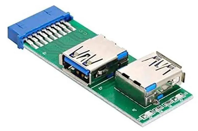 Main image of AJMRTC DualSide USB 3.0 TypeA Female to Motherboard 20Pin 19Pin Box Header Slot Adapter PCBA with LED Indicator, Internal Front Panel Connector Converter for Desktop PC Motherboard Repair & Modifica