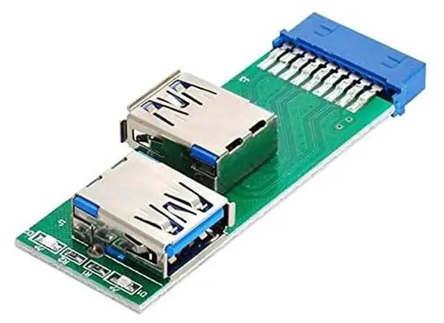 Alt view image 6 of 6 - AJMRTC DualSide USB 3.0 TypeA Female to Motherboard 20Pin 19Pin Box Header Slot Adapter PCBA with LED Indicator, Internal Front Panel Connector Converter for Desktop PC Motherboard Repair & Modifica