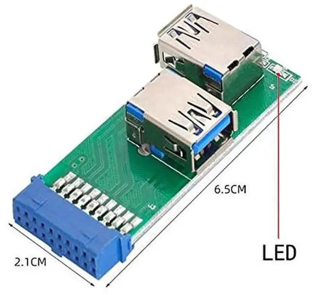 Alt view image 5 of 6 - AJMRTC DualSide USB 3.0 TypeA Female to Motherboard 20Pin 19Pin Box Header Slot Adapter PCBA with LED Indicator, Internal Front Panel Connector Converter for Desktop PC Motherboard Repair & Modifica
