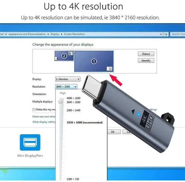 Alt view image 3 of 7 - AJMRTC USBC Virtual Display Adapter, USB5.0 USB4.0 DDC EDID Dummy Plug, Headless Ghost Display Emulator 4K@60Hz, Compatible with Thunderbolt 3/4/5, Blue Color for GPU Virtual Display Simulation