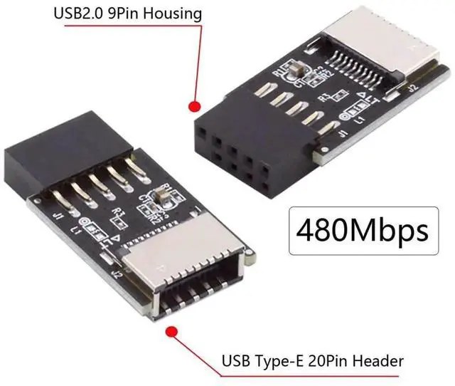 Alt view image 6 of 7 - AJMRTC USB 3.1 Front Panel Socket KeyA TypeE to USB 2.0 9Pin 10Pin Mainboard Header Male Extension Adapter, Internal Motherboard Converter for Desktop PC Case FrontPanel Port Mod & Upgrade