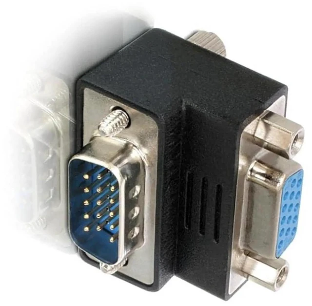 Main image of AJMRTC 90Degree UpAngle HDB15Pin VGA RGB Adapter, ScrewNut Locking Male to Female DSub 15 Extension Connector for Monitors, Displays, Projectors & Desktop Analog Video Setup