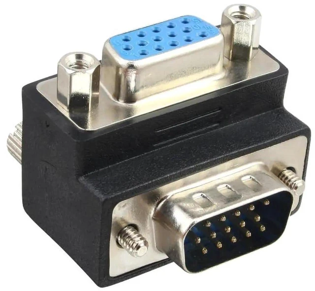Alt view image 5 of 7 - AJMRTC 90Degree UpAngle HDB15Pin VGA RGB Adapter, ScrewNut Locking Male to Female DSub 15 Extension Connector for Monitors, Displays, Projectors & Desktop Analog Video Setup
