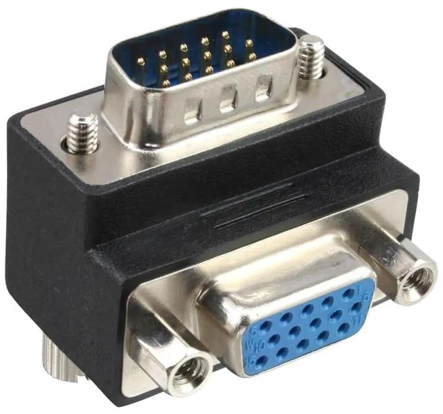 Alt view image 6 of 7 - AJMRTC 90Degree UpAngle HDB15Pin VGA RGB Adapter, ScrewNut Locking Male to Female DSub 15 Extension Connector for Monitors, Displays, Projectors & Desktop Analog Video Setup