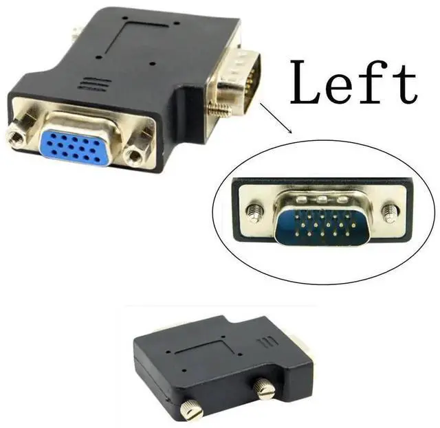Alt view image 7 of 7 - AJMRTC 90Degree LeftAngle HDB15Pin VGA RGB Adapter, ScrewNut Locking Male to Female DSub 15 Extension Connector for Monitors, Displays, Projectors & Desktop Analog Video Connection