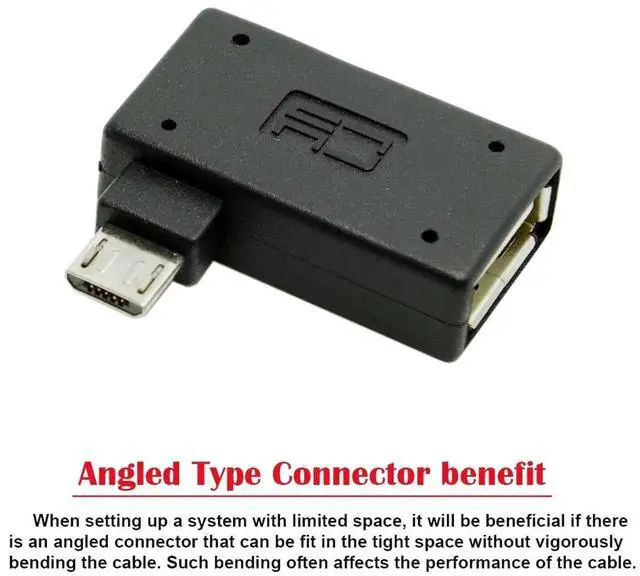 Alt view image 4 of 5 - AJMRTC 90 Degree RightAngle Micro USB 2.0 OTG Host Adapter with USB Power Supply, OTG Converter for Galaxy S3 S4 S5 Note2 Note3, Android Cell Phones and Tablets Peripheral Connection