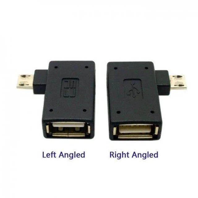 Alt view image 4 of 7 - AJMRTC 2Pcs 90 Degree Left & Right Angled Micro USB 2.0 OTG Host Adapter with USB Power Port, MicroUSB OTG Converter for Android Cell Phones, Tablets, USB Peripherals Connection