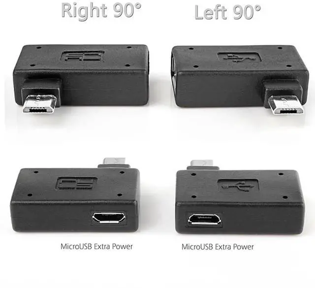 Alt view image 7 of 7 - AJMRTC 2Pcs 90 Degree Left & Right Angled Micro USB 2.0 OTG Host Adapter with USB Power Port, MicroUSB OTG Converter for Android Cell Phones, Tablets, USB Peripherals Connection