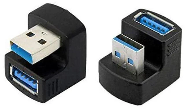 Alt view image 6 of 7 - AJMRTC 1 Set Up & Down Angled USB 3.0 Adapter, USBA Male to Female 180Degree Rotatable Extension Connector, 5Gbps HighSpeed Data Transfer for Desktop PC, Laptop and USB Peripherals