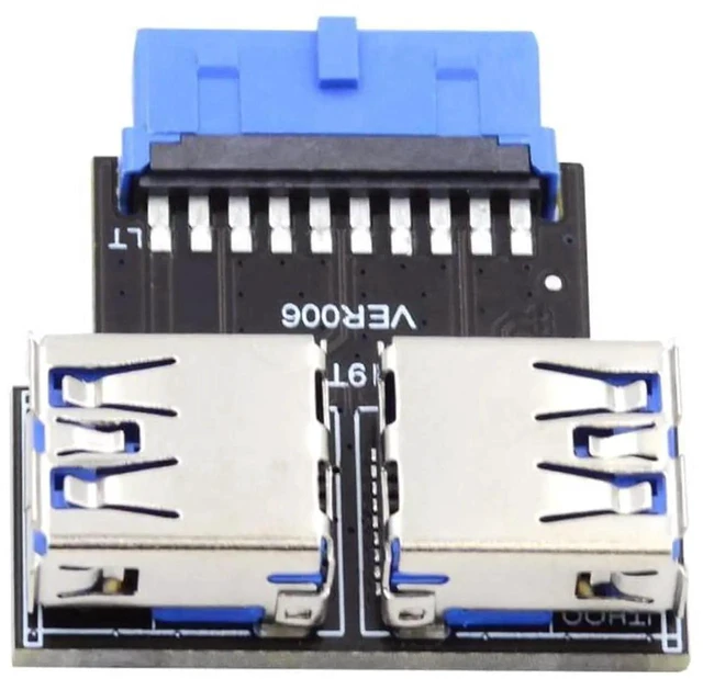 Main image of AJMRTC Horizontal PCBA Adapter, Dual USB 3.0 TypeA Female to 20/19 Pin Motherboard Box Header, 5Gbps Super Speed Internal USB Port Converter for Desktop PC Mainboard Internal USB Expansion