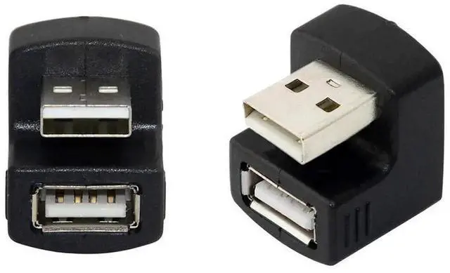 Alt view image 6 of 7 - AJMRTC 1Set Up & Down Angled USB 2.0 Adapter, 180 Degree USBA Male to Female Extension Connector, Black RightAngle USB Port Saver for Laptop Desktop Cable Relief