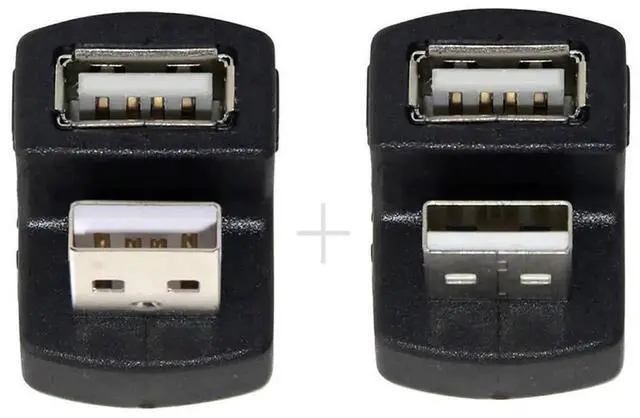 Alt view image 2 of 7 - AJMRTC 1Set Up & Down Angled USB 2.0 Adapter, 180 Degree USBA Male to Female Extension Connector, Black RightAngle USB Port Saver for Laptop Desktop Cable Relief