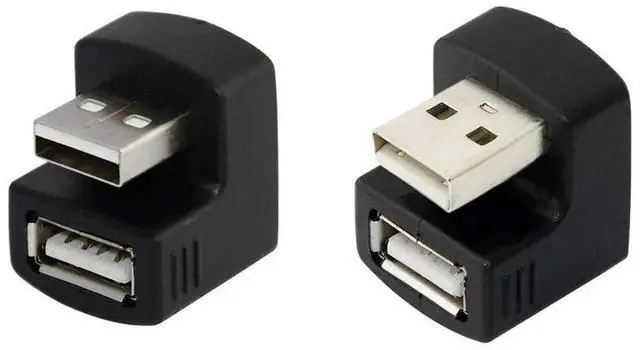 Alt view image 5 of 7 - AJMRTC 1Set Up & Down Angled USB 2.0 Adapter, 180 Degree USBA Male to Female Extension Connector, Black RightAngle USB Port Saver for Laptop Desktop Cable Relief