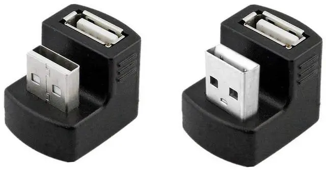 Alt view image 4 of 7 - AJMRTC 1Set Up & Down Angled USB 2.0 Adapter, 180 Degree USBA Male to Female Extension Connector, Black RightAngle USB Port Saver for Laptop Desktop Cable Relief