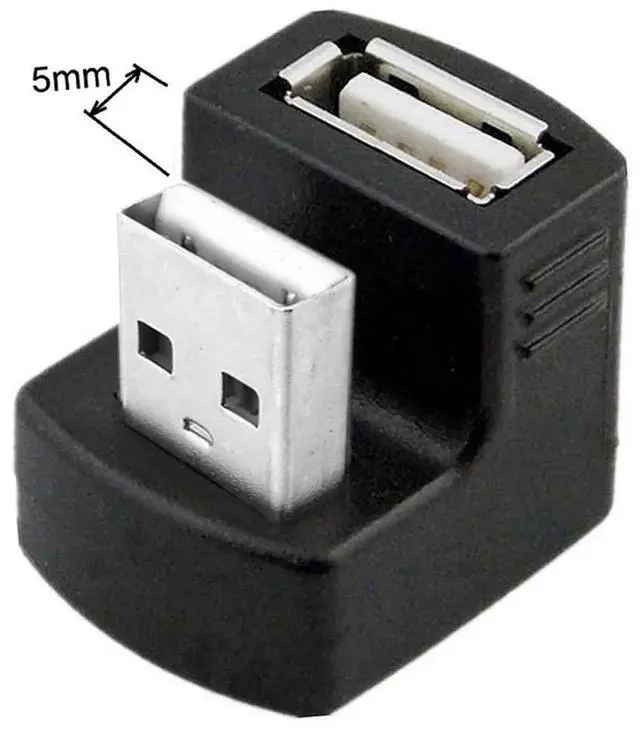 Alt view image 7 of 7 - AJMRTC 1Set Up & Down Angled USB 2.0 Adapter, 180 Degree USBA Male to Female Extension Connector, Black RightAngle USB Port Saver for Laptop Desktop Cable Relief
