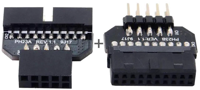 Alt view image 5 of 6 - AJMRTC 1Set Reversible USB 2.0 9Pin Housing to Motherboard USB 3.0 20Pin Female Header Adapter, Internal PCBA Converter for Desktop PC Chassis FrontPanel USB DIY Modification