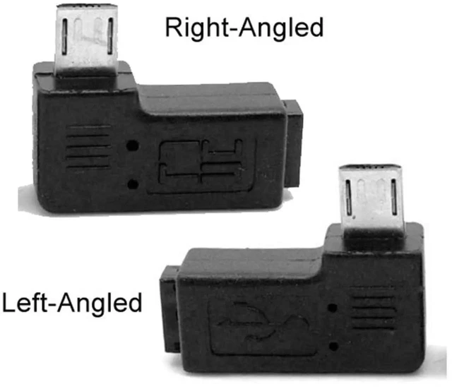 Alt view image 4 of 7 - AJMRTC 2Pack 90 Degree Left & Right Angled Micro USB 2.0 Adapter, 9mm Long Connector 5Pin Male to Female Extension Connector, RightAngle Micro USB Port Saver for Tight Space Device Connection