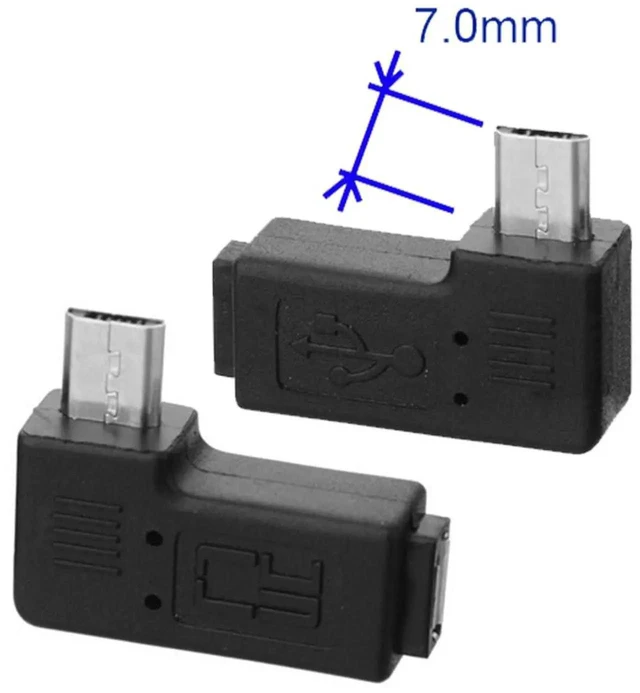 Alt view image 7 of 7 - AJMRTC 2Pack 90 Degree Left & Right Angled Micro USB 2.0 Adapter, 9mm Long Connector 5Pin Male to Female Extension Connector, RightAngle Micro USB Port Saver for Tight Space Device Connection