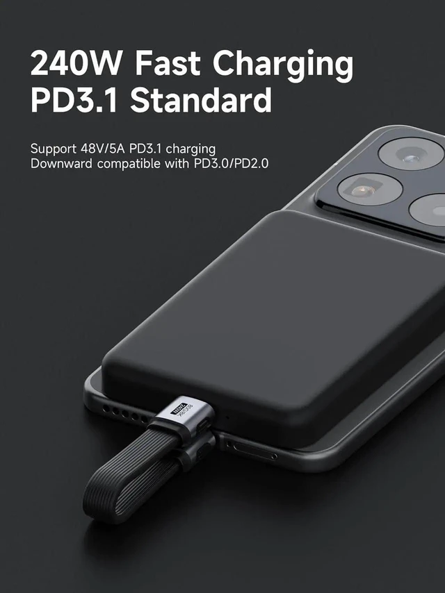 Alt view image 4 of 7 - AJMRTC USB4 V2.0 Short USBC Cable 0.3FT Straight, 80Gbps Data, 240W PD3.1 Fast Charging, 8K@60Hz Video, Compatible with iPhone 17 16 15 Pro Max, iPad Pro, Thunderbolt 5 4 Devices