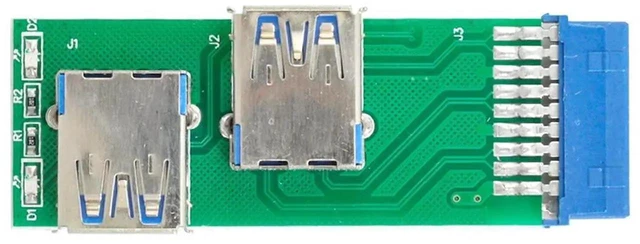 Alt view image 7 of 7 - AJMRTC DualSide USB 3.0 TypeA Female to 20/19Pin Motherboard Box Header Adapter PCBA with LED Indicator, 5Gbps Internal USB Port Expander for Desktop PC Mainboard Internal USB Expansion