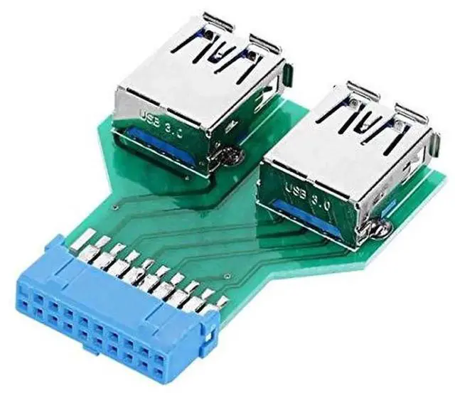 Alt view image 2 of 7 - AJMRTC Dual USB 3.0 TypeA Female to 20/19Pin Motherboard Box Header PCBA Adapter, 5Gbps Internal USB Port Expander Converter for Desktop PC Mainboard Chassis DIY Assembly