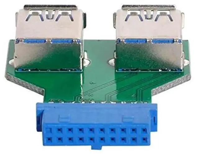 Alt view image 7 of 7 - AJMRTC Dual USB 3.0 TypeA Female to 20/19Pin Motherboard Box Header PCBA Adapter, 5Gbps Internal USB Port Expander Converter for Desktop PC Mainboard Chassis DIY Assembly