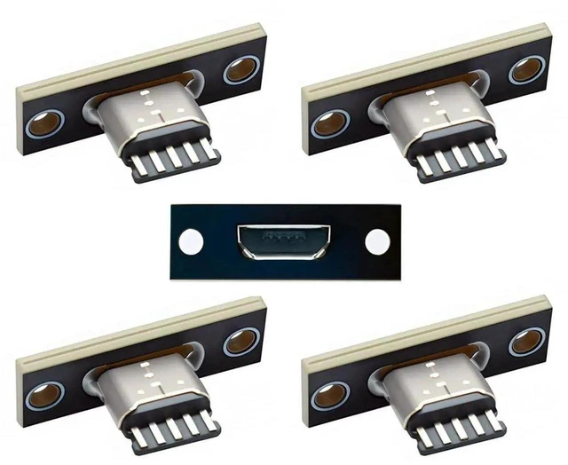 Main image of AJMRTC 5Pcs Set MicroUSB 5Pin TypeB Female Socket Connector, USB2.0 PanelMount Receptacle with PC Board, DIY OEM SolderType Jack for Electronic Project Repair Custom Modification