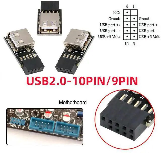 Alt view image 6 of 7 - AJMRTC 3Pcs Set Vertical 90Degree Motherboard 9Pin/10Pin FrontPanel Header Female to Single USB 2.0 Female Adapter, Internal PCBA Converter for Desktop Chassis DIY Internal USB Expansion